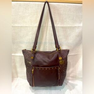 Peace & Love Brown and Gold Leaf bag big bag